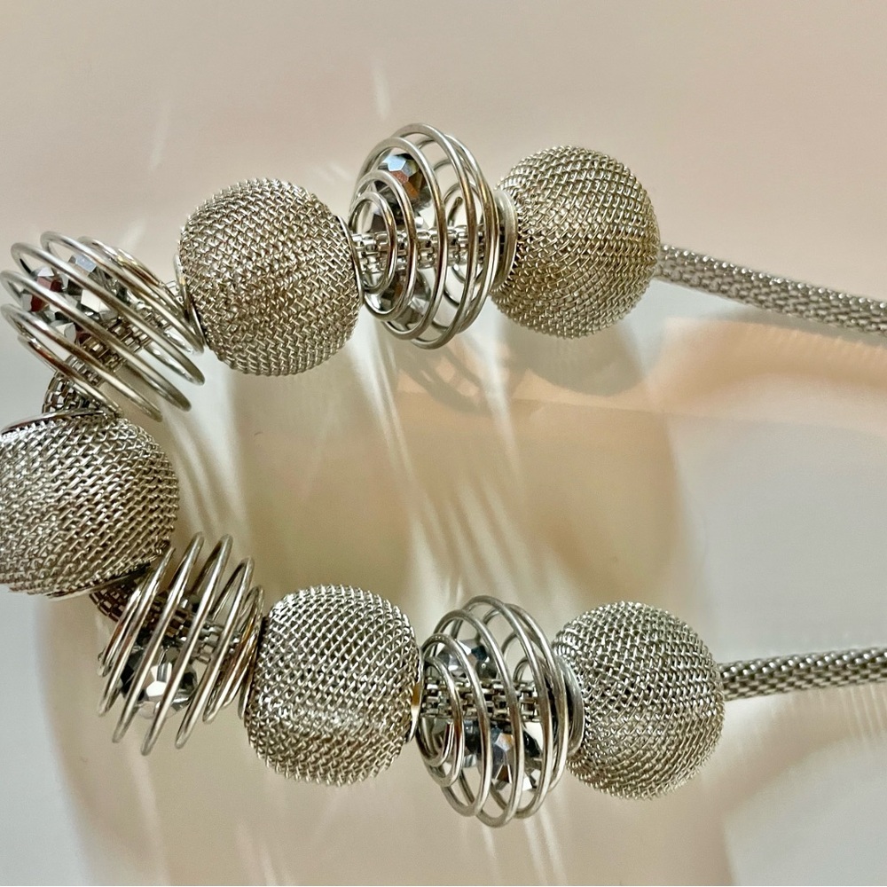 3/$20.  NEW Elegant Silver Mesh Bead Necklace